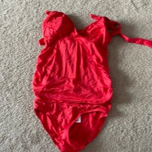 coral maternity tankini